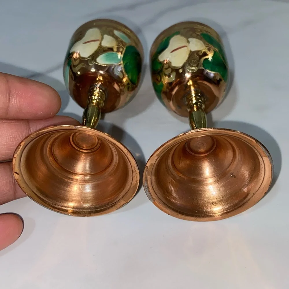 Shot Glasses 2Pcs Mini Copper Goblet Vintage Metal Wine Cup Retro Small Goblet